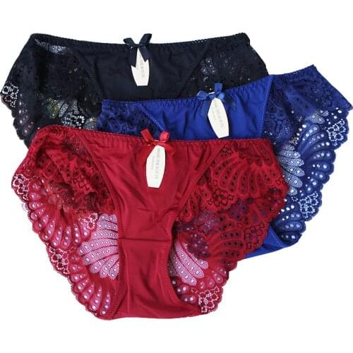 Plus Size Underwear Women Seamless Panties Briefs Sexy Panties Cotton Lingeries Calcinhas Shorts Lace Underpant Girls 3Pcs Panty