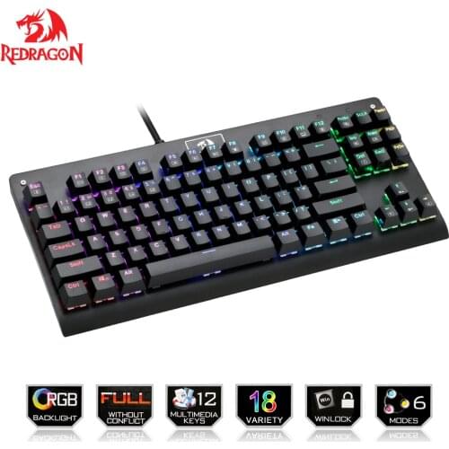 Redragon K568 RGB Dark Avengers Mech Keyboard 100% ghost proof 87 key blue switch black