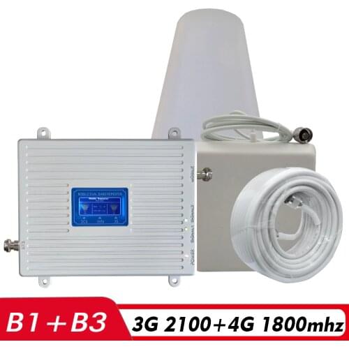 3G 4G Repeater Dual Band Booster DCS/FDD LTE 1800+WCDMA/UMTS 2100 Cell Phone Signal Repeater 1800+2100 Signal Amplifier Full Set