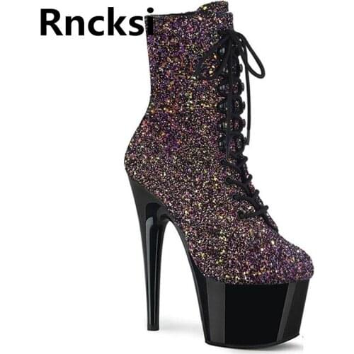 Rncksi New Women Boot 15cm Lady Party Dress High Heels Shoes Night Club Pole Dancing Boots Sexy High Ankle Boots Shoes