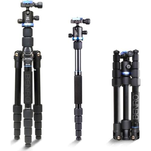 Benro IF19 Tripod Aluminium Portable Travel Tripods For Camera Reflexed Monopod 5 Section Carrying Bag Max Loading 8kg DHL Free