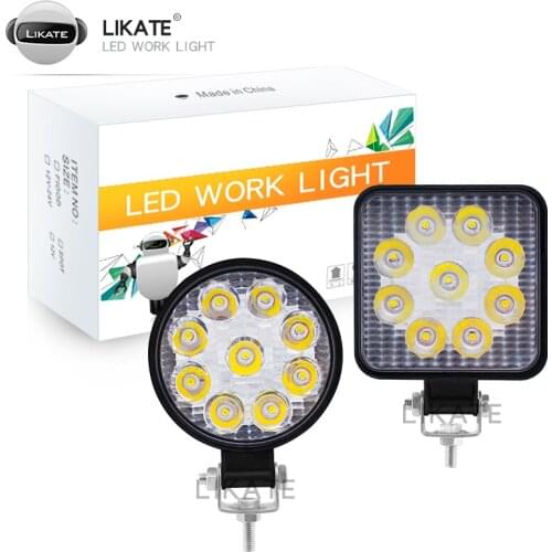 LKT Mini LED Work Light 27W LED Light Bar 12V 24V Square Spotlight LED Bar For Offroad Accessories Truck 4X4 4WD Car SUV ATV