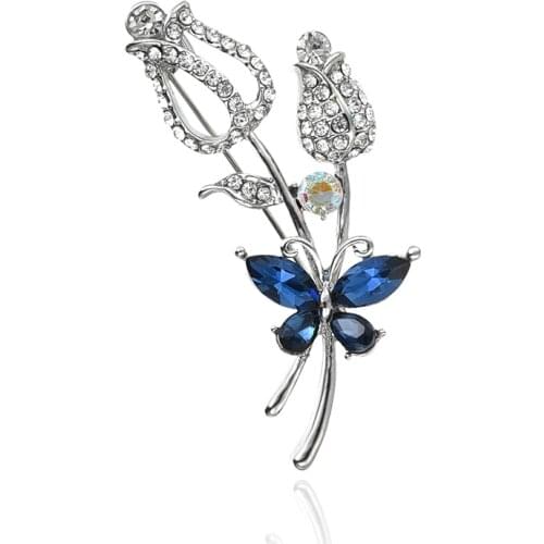 TODOX Brooch NEW Fashion Zinc Alloy crystal exquisite flower butterfly pins garment accessory party FOR wedding