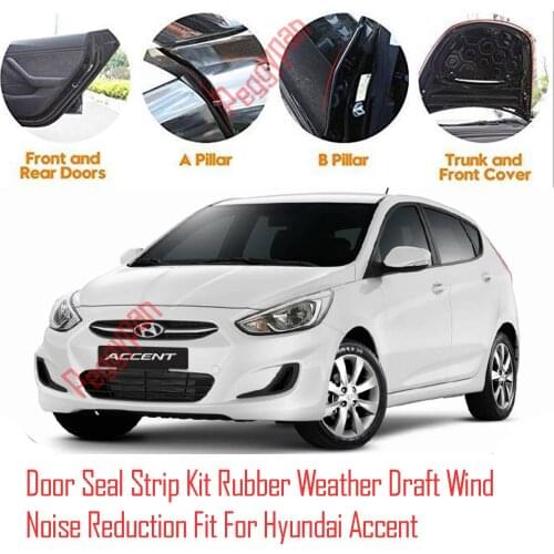 Door Seal Strip Kit Self Adhesive Window Engine Cover Soundproof Rubber Weather Draft Wind Noise Reduction For Hyundai Accent