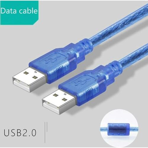 USB2.0 Cable Male to Male USB Adapter Transparent Blue Anti-interference Dual Shielding 1.5M