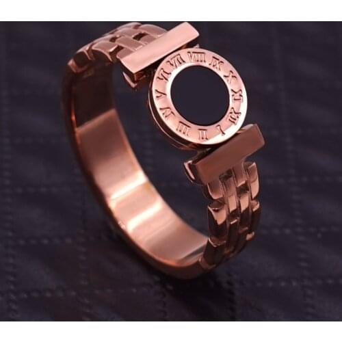 Geometric Black Circle Roman Numerals Rings for Women Fashion Stainless Steel Lovers Ring Korean Brand Jewelry Gifts Z311