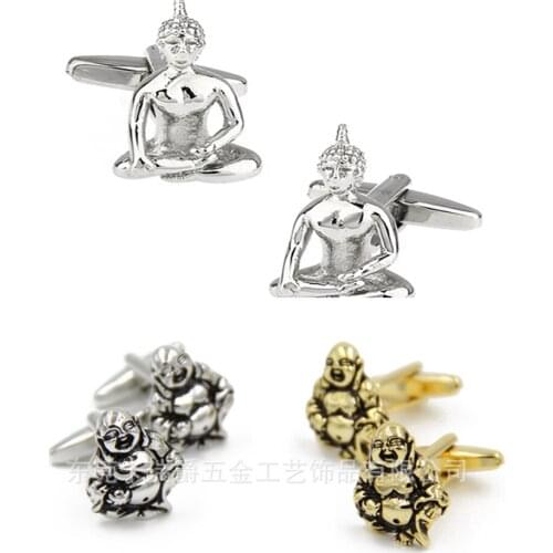 10pairs Happy Buddha Figure Monk Cufflinks Buddhism Statues Cuff Links Mens Jewelry Accessory Wholesale