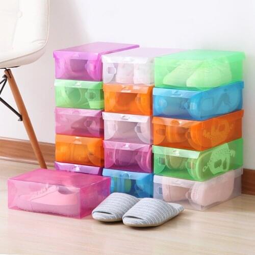 12Pcs Children/Women/Men Transparent Shoebox Shoes Organizer Clear Plastic Shoes Storage Boxes Shoe Storage Organizer