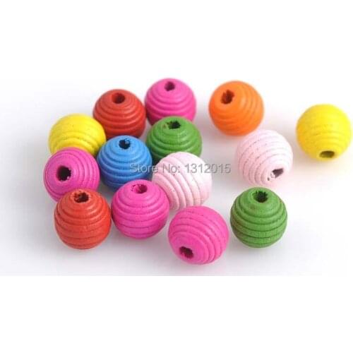 14mm 100Pcs Mixed Color Natural Whorl Wave Wooden Round Ball Spacer Beads for Diy 2018 New MT1143-14mm