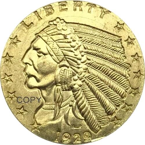 1929 United States 2 1/2 Dollar=1/4 Eagle (2.5 Dollar) gold coin Collectibles Brass Copy Coin