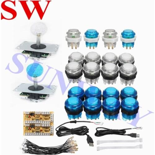 2 Players Arcade Joystick DIY Kit Parts With LED Push Button + Copy Sanwa Joystick+Zero Delay USB Encoder+Cables Game Joystick