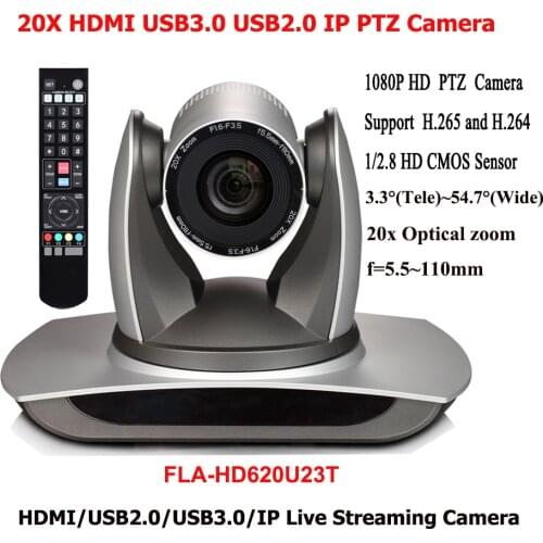 2MP 1080P60 20x Zoom Digital Video Conference USB2.0 USB 3.0 PTZ IP Camera HDMI Output