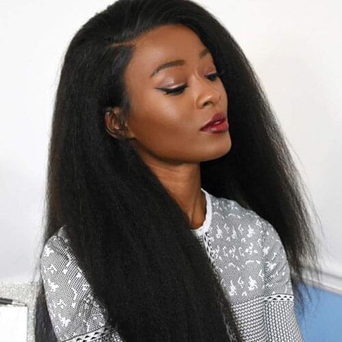 360 Lace Frontal Wig 200 Density Kinky Straight Wig Brazilian Human Hair Wigs For Black Women No Glue Remy Natural Hair Fuduete