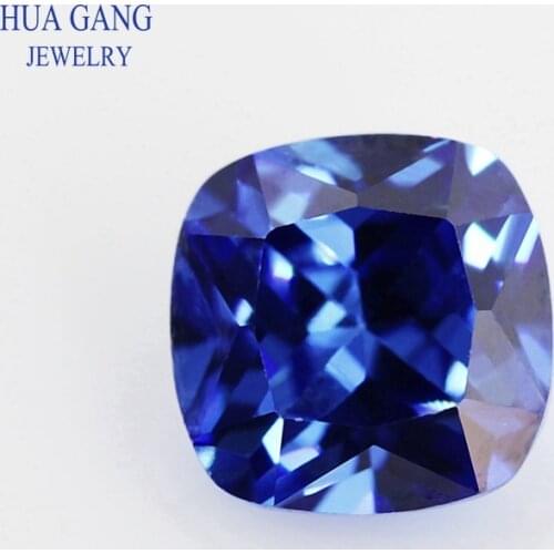3x3~12x12mm Blue Color Cushion Cut Shape Loose CZ Stone Beads Brilliant Cut 5A Synthetic Gems Cubic Zirconia For Jewelry