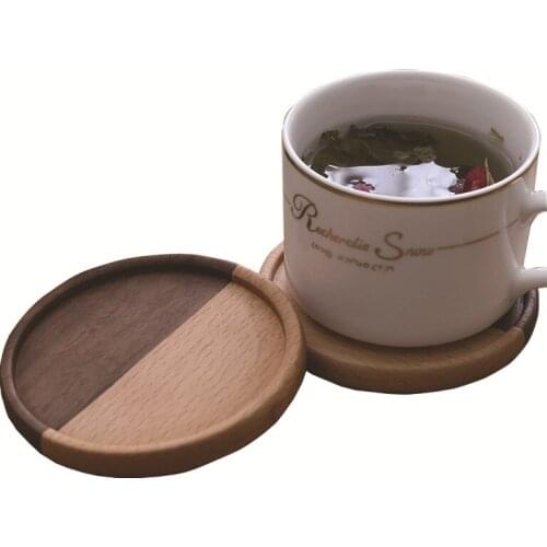 50pcs/lot 4 Style Splicing Beech Black Walnut Wood Coaster Retro Insulation Cup Mat Household Square Round Coaster wholesale