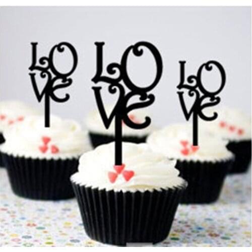 Acrylic cupcake toppers New Fashion LOVE Cake Topper Love Cupcake Topper For Wedding Decorating Engagement Party Cake Decor
