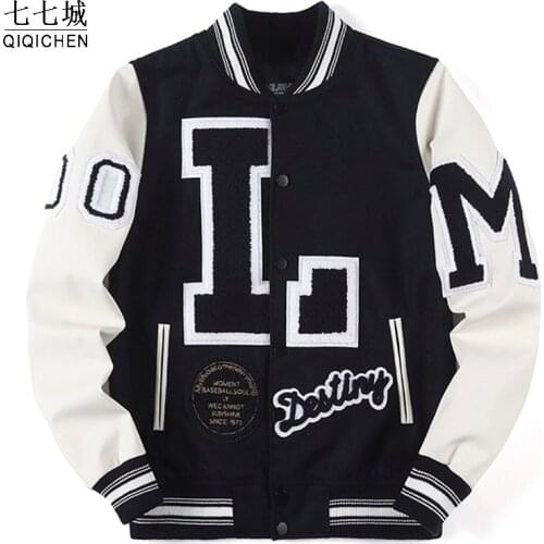 Hip Hop Baseball Jackets Men Women Letter Flocking Streetwear Patchwork Harajuku Varsity Jacket College Bomber Coats Unisex
