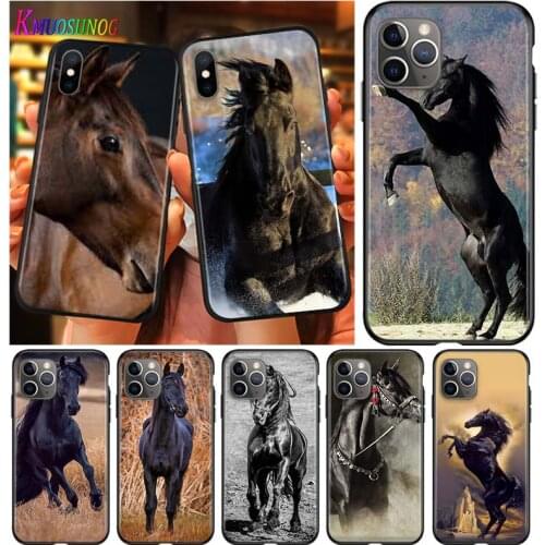 Anime Horse Animal for iPhone 12 11 SE XS XR X 7 8 6 5S 5 mini Plus Pro MAX 2020 Black Phone Case