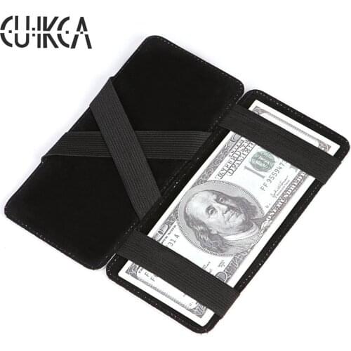CUIKCA Unisex Magic Wallet Magic Money Clip Slim Long Wallet Purse Flash Sequins PU Leather Wallet ID Credit Card Cases 3 Colors