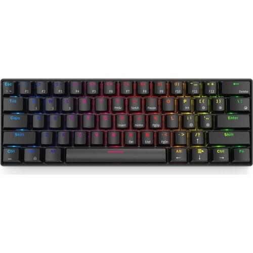 RGB BT 3.0 Dual-Mode Compact 61-Key Mechanical Gaming Keyboard for IOS Android Windows Gaming/Office Keyboard