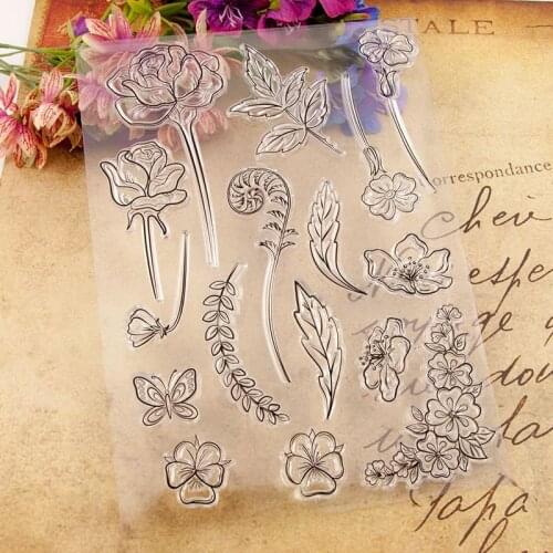 Flower Transparent Clear Silicone Stamps for DIY Scrapbooking/Card Making/Kids Fun Decoration Supplies
