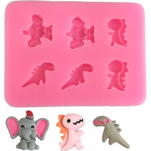 Six-hole small dinosaur baby elephant shape aromatherapy gypsum food grade liquid silicone mold soap soap candle drop mold