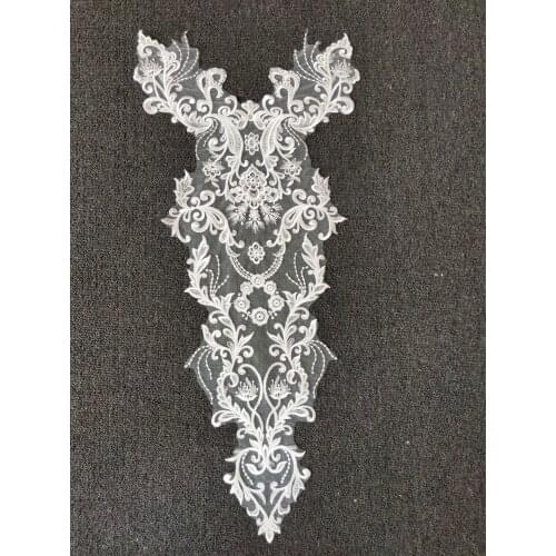 French Lace Wedding Dress Applique DIY Bridal Headdress Ivory Lace Collar Lace Fabric Patch Sell For 1 Pcs