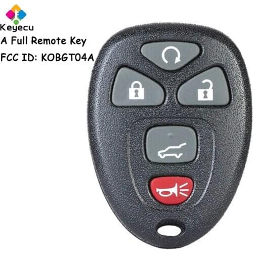 KEYECU Remote Car Key With 5 Button - FOB for Pontiac G5 G6 Grand Prix/ Buick Lacrosse/ Chevrolet Cobalt Malibu FCC ID: KOBGT04A