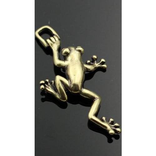 Chinese Brass Carving Frog Prince Hanging Cartoon Hangers DIY Luggage Accessories Key Buckle Pendant Animal Statue