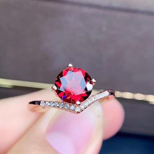 Natural Garnet Ring For Women 925 Sterling Silver Fine Jewelry Party Real Garnet Gemstones Hot Sale Certifacate #Q70