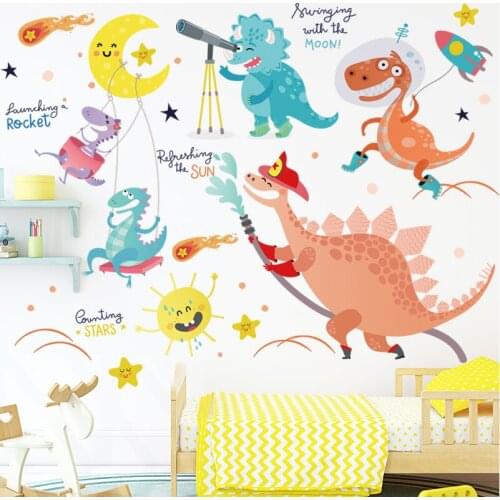 Cute Animal Dinosaur Wall Stickers for Living Room DIY Decor Jungle Forest Theme Wallpaper Waterproof PVC Wall Decals