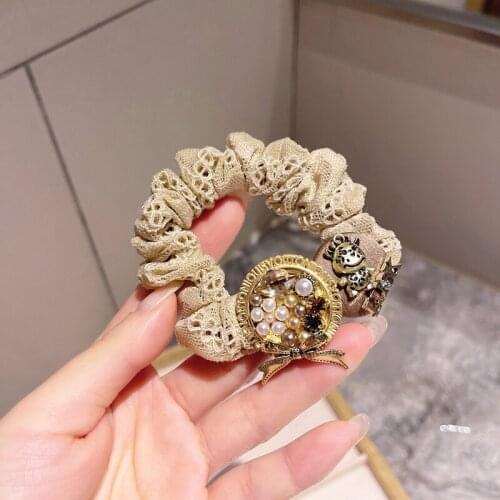 Fashion Luxury Jewelry Zodiac Hair Scrunchies Elastic Hair Band Crystal Rhinestone Hairbands Bowknot Girls Hair Accessories Gift