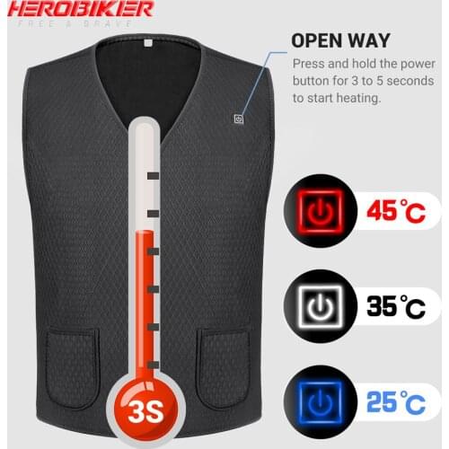 HEROBIKER Motorcycle Jacket USB Infrared Electric Heating Unisex Vest Waistcoat Thermal Clothing Winter Keep Warm Riding Jacket