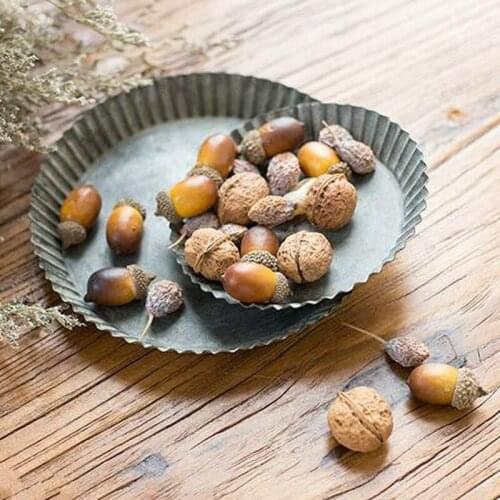Storage Tray Set Vintage Round Galvanize Handcrafted Dried Fruit Snack Cake Plate Home Garden