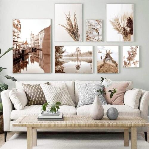 Reed Filbert Flower Plant Wall Art Poster Bird Print Beach River Architecture Landscape Canvas Painting Nordic Living Room Decor