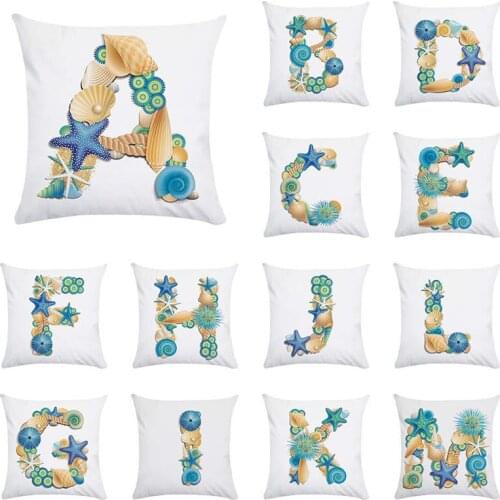 Cushion Cover Marine life Seafish Letters Throw Pink Pillowcase Cover Polyester Case Decorative Pillow Case For Home Dec TP76