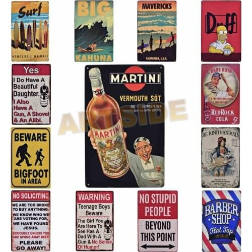 Novelty Sign For Gates, Outdoors, Warning Retro Tin Signs, Surfing Vintage Aluminum Design
