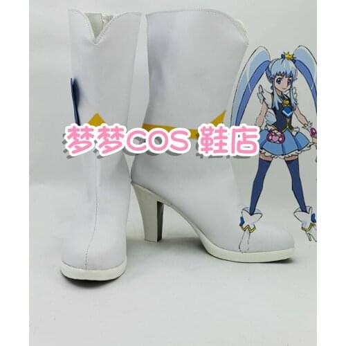 Happiness Charge Precure Pretty Cure Cure Princess White Cosplay Shoes Long Boots Leather Custom Made For Unisex Halloween Party