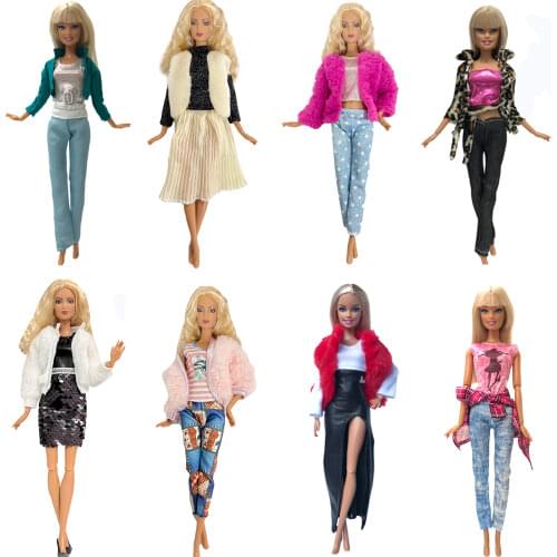 NK Mix Style 1 Set Doll Outfit Fashion Dress Handmade Clothes Top Trouseres For Barbie Doll Cloth Baby Toys Girls gift 03 JJ
