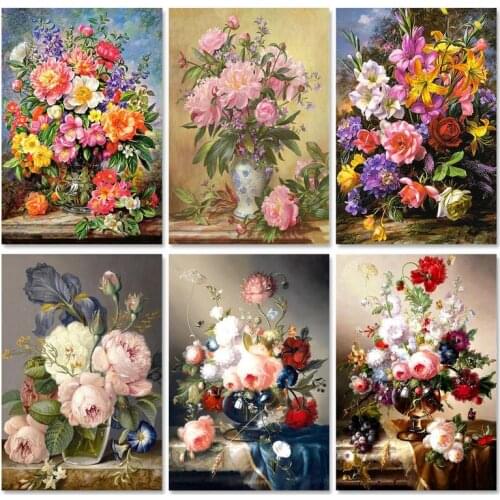 PhotoCustom Acrylic Paint By Numbers Flowers DIY 60x75cm Oil Painting By Numbers On Canvas Home Decor Wall Art Unique Gift