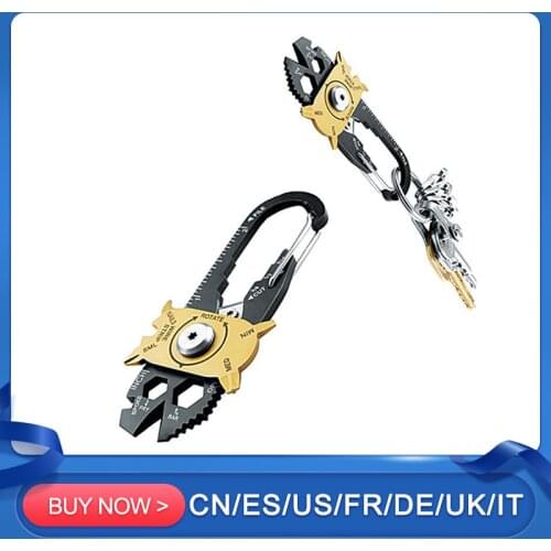 Portable 20-In-1 Stainless Steel Wrench Screwdriver Multi Tools Key Ring EDC Screwdriver Wrench Set Outdoor Multitool Keychain