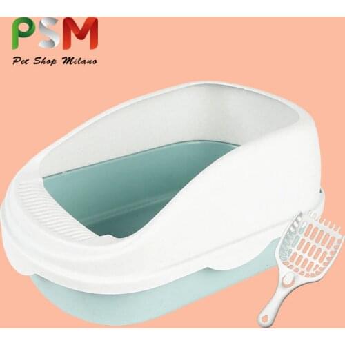 PSM Semi Closed Cat Toilet Training Kit Plastic Cat Litter Tray Indoor Sandbox Cat with Cat Litter Shovel Removable Cleaning