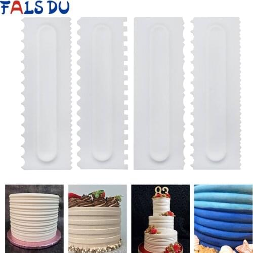 4Pcs/Set Cake Decorating Comb Cake Scraper Smoother Cream Decorating Pastry Icing Comb Fondant Spatulas Baking Pastry Tools
