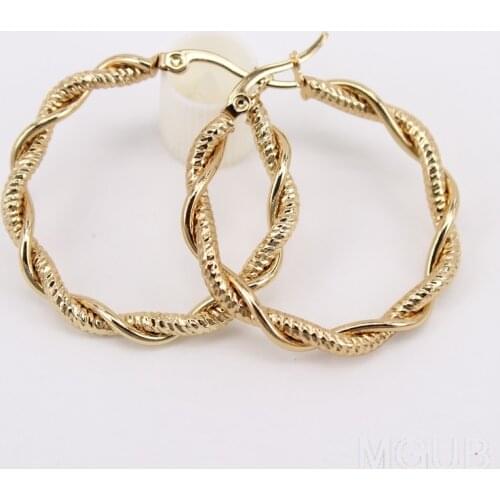 Stainless steel Hoop earrings 4 mm twisted wire 2 colors 4 styles Large and Wholesale and retail LH944