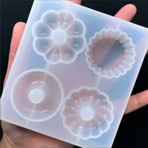 Donut and Cupcake Bottom Silicone Mold (4 Cavity) Epoxy Resin Jewelry Assorted Doughnut Mould Sweets Deco Kawaii Craft Supplies