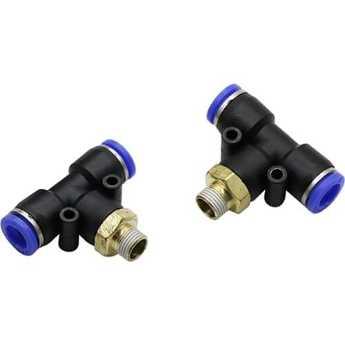 Garden Irrigation PB Type Conector 4mm to 1/8" 1/4" Male Thread Tee Joints Pneumatic Adapter Fittings T Shape Air Gas Connector