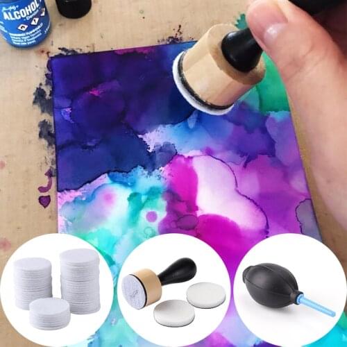 Alcohol Ink Mini Applicator Tool Felts 50pcs/set Replacement for Applying Alcohol Inks DIY Scrapbooking Cards Background Making