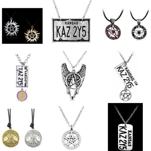 Supernatural Dean Anti-Possession Symbol Pentagram Pendant Necklace Christmas Gifts For Halloween