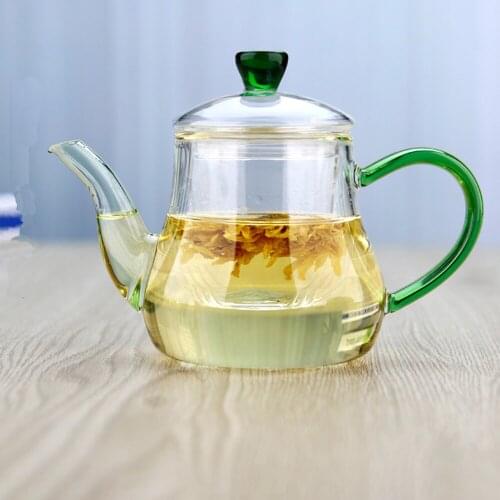 Ultra Clear Elegant 400ml Borosilicate Glass Teapot with Strainer Glass Infuser Chinese gift teaSet Colorful Health Giftset
