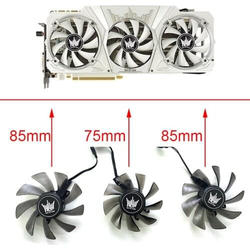 3PCS 85MM 75MM 4PIN GA91S2U GTX 1070 GPU Fan For GALAXY GeForce GTX 1070 Hall of Fame Limited Edition GTX1070 HOF Cooling Fans